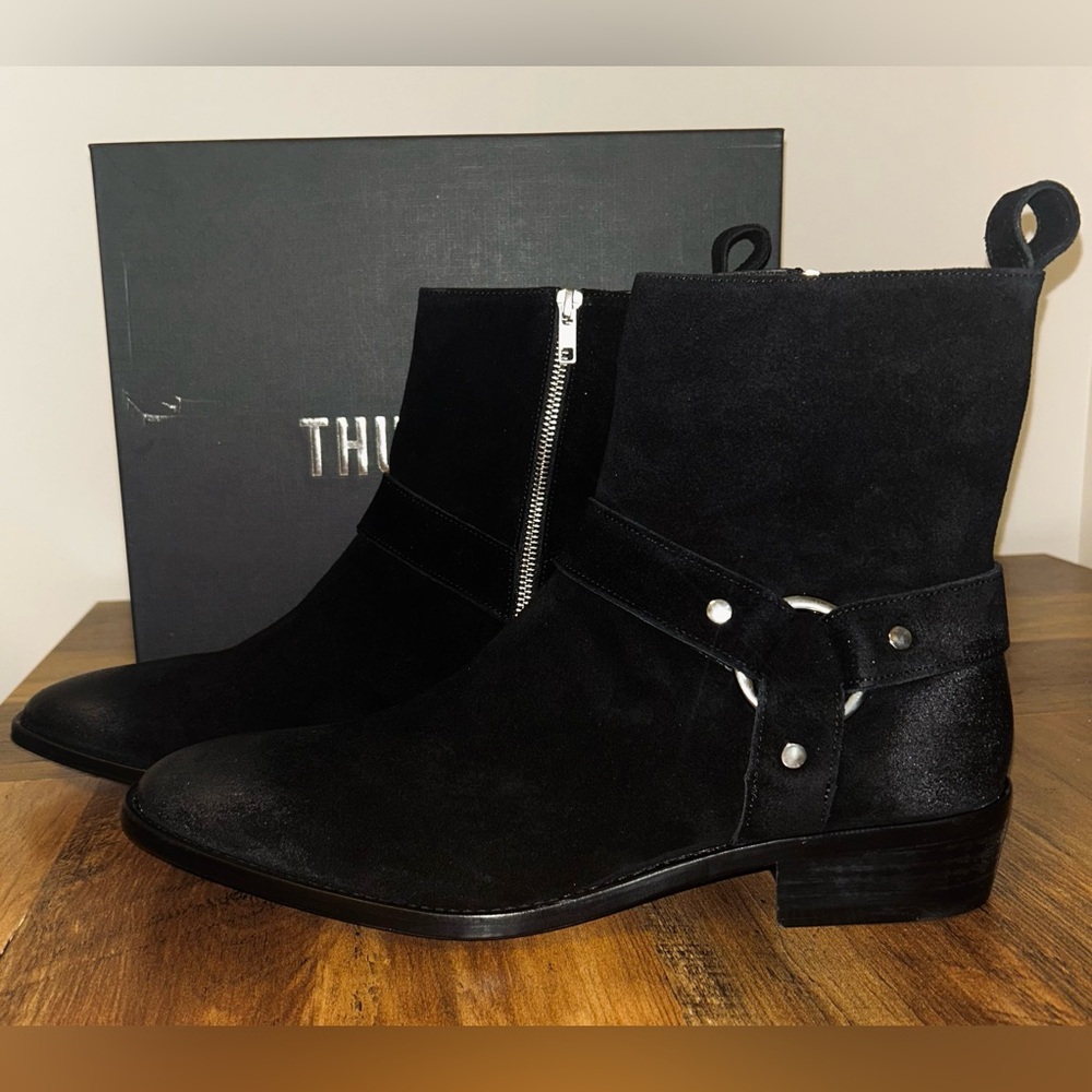 Thursday Boot Co. “The Harness” Men’s Black Suede Boots w/ YKK® Metal Zipper